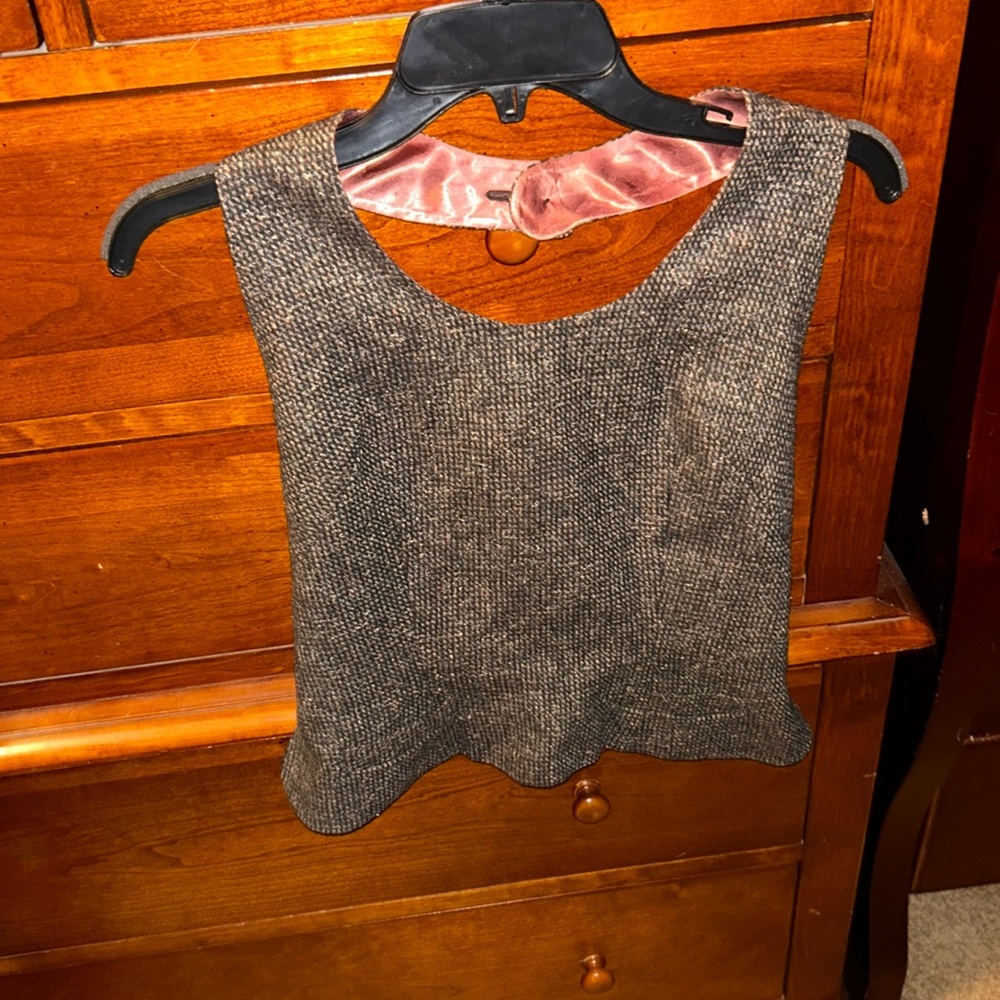 Vintage hand made vest made of wool with silk lining